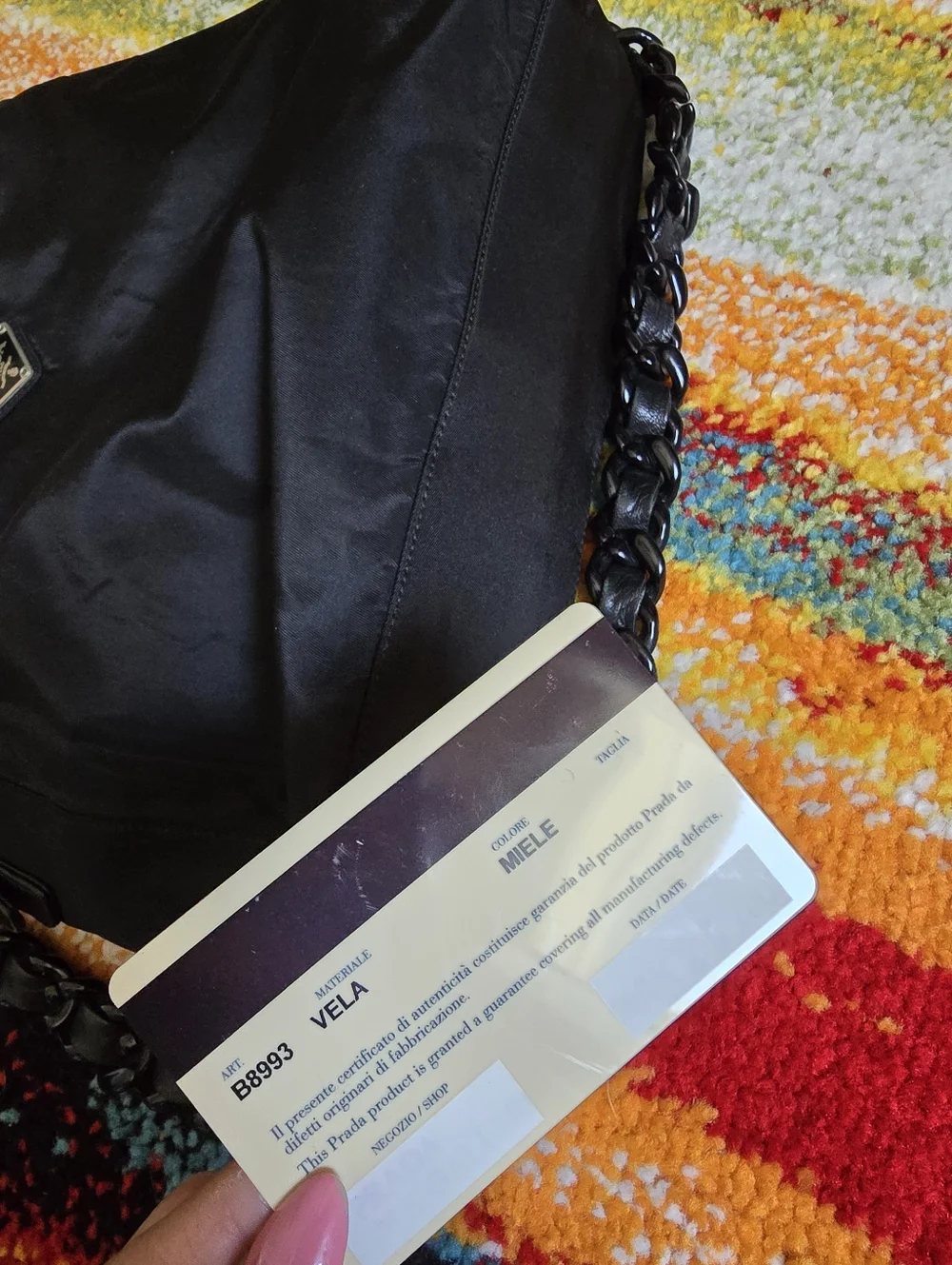Authentic Prada Nylon Black Shoulder Bag with Braided Leather Chain Strap - Picture 15 of 16